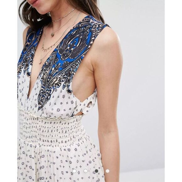 Free People Walking Dreams Skater Mini Dress in Ivory combo Size XS - Picture 3 of 13